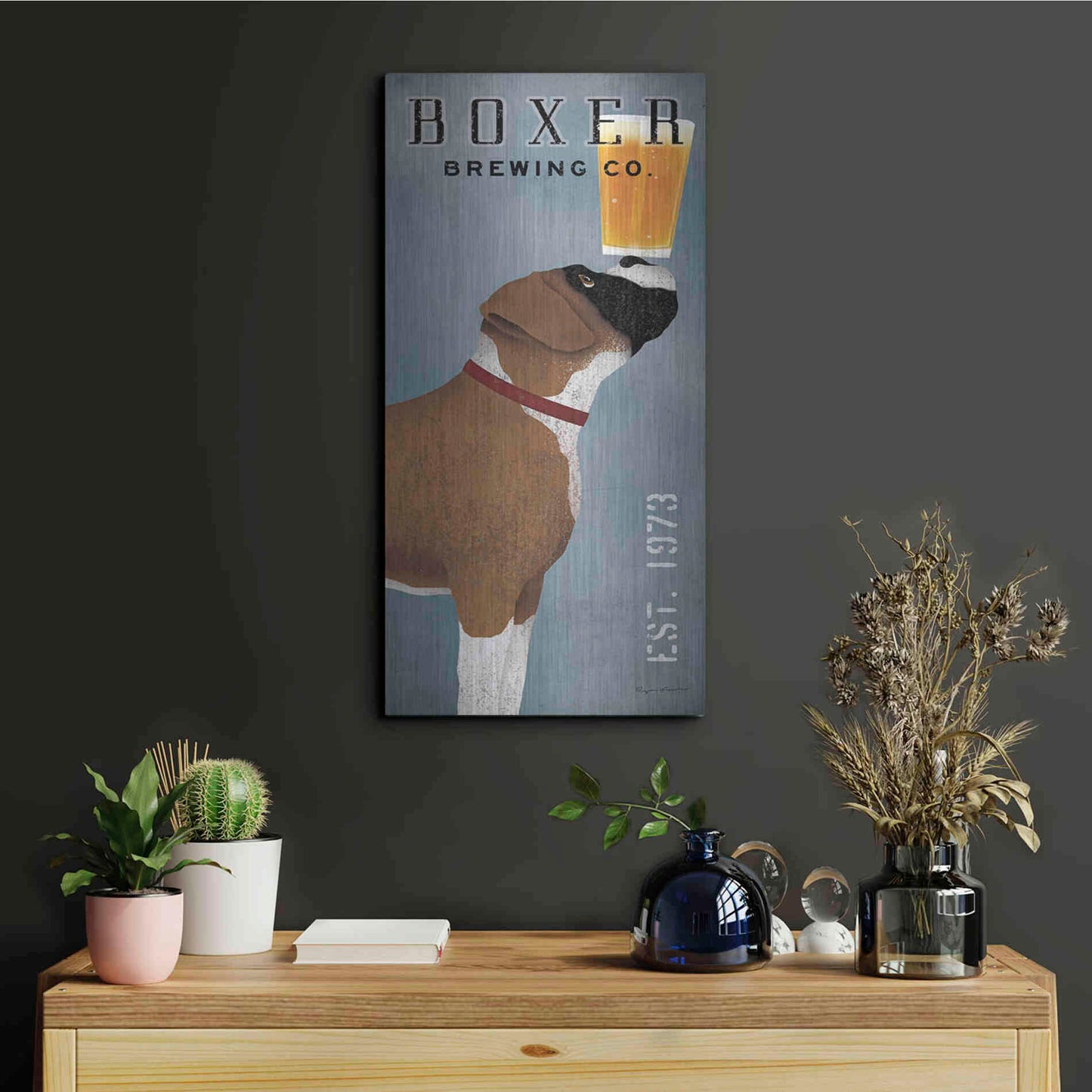 Luxe Metal Art 'Boxer Brewing Company V2' by Ryan Fowler, Metal Wall Art,12x24