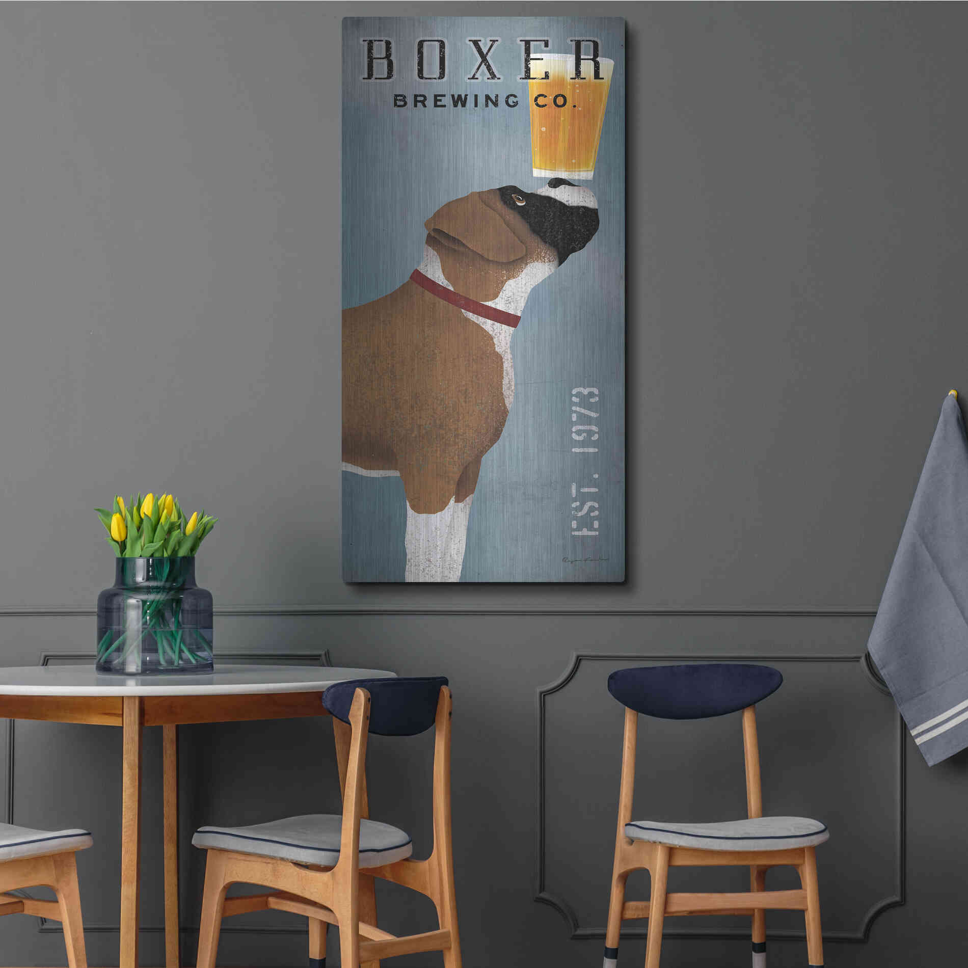 Luxe Metal Art 'Boxer Brewing Company V2' by Ryan Fowler, Metal Wall Art,24x48