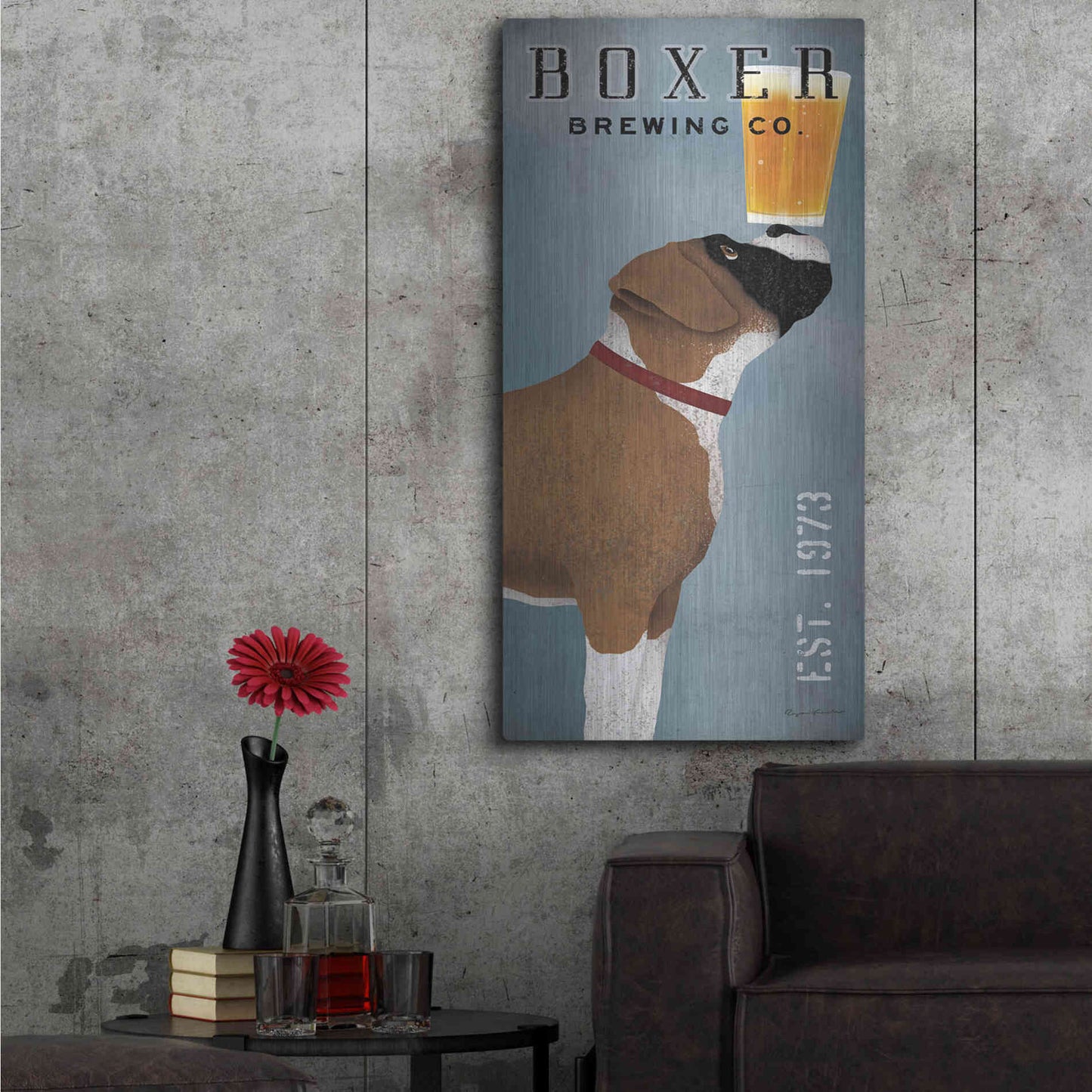 Luxe Metal Art 'Boxer Brewing Company V2' by Ryan Fowler, Metal Wall Art,24x48