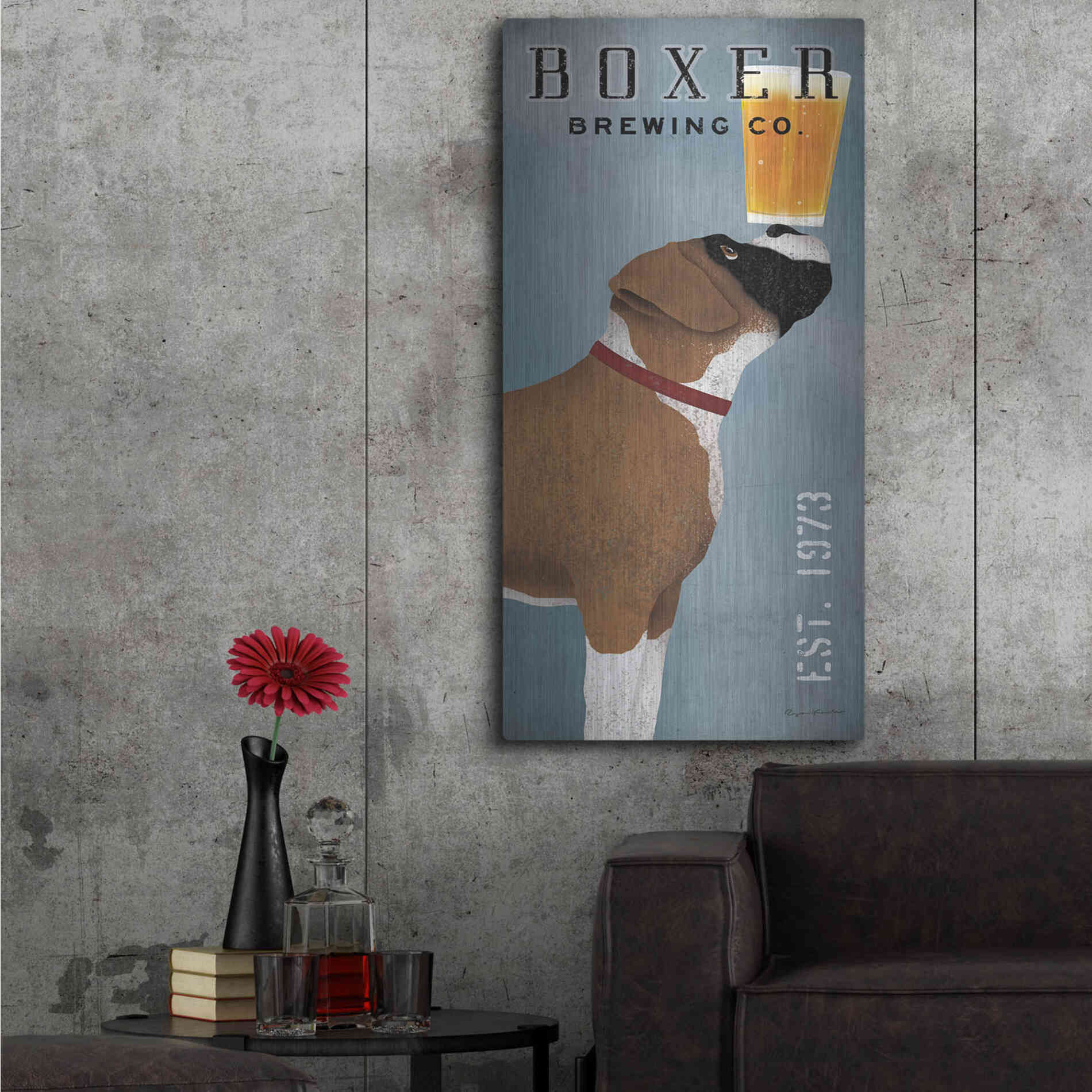 Luxe Metal Art 'Boxer Brewing Company V2' by Ryan Fowler, Metal Wall Art,24x48