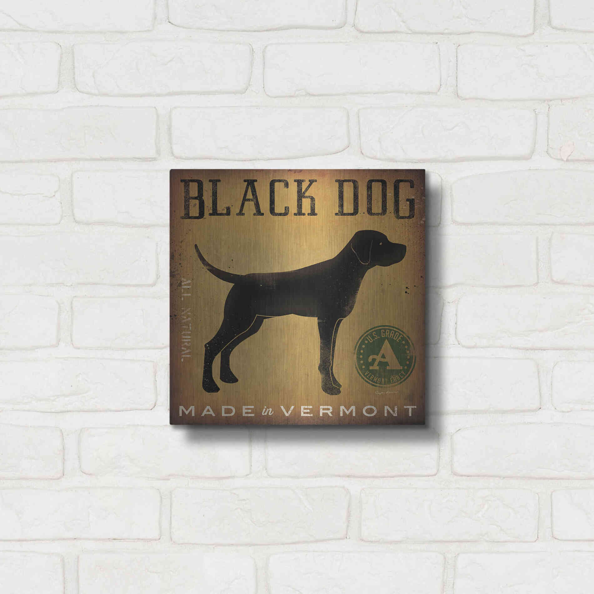 Luxe Metal Art 'Black Dog At Show V2' by Ryan Fowler, Metal Wall Art,12x12