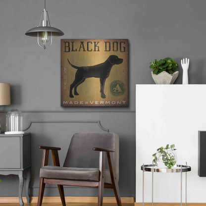 Luxe Metal Art 'Black Dog At Show V2' by Ryan Fowler, Metal Wall Art,24x24