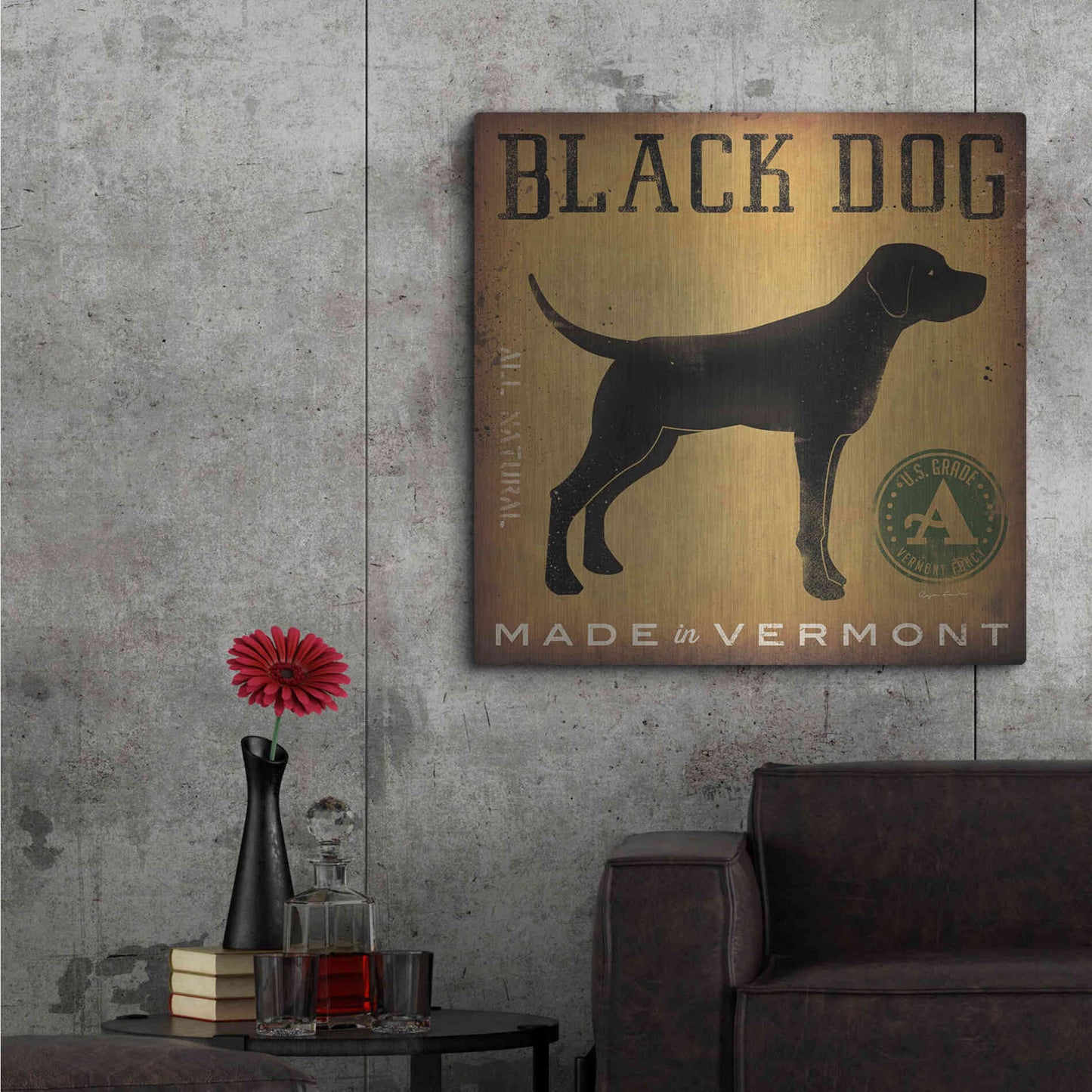 Luxe Metal Art 'Black Dog At Show V2' by Ryan Fowler, Metal Wall Art,36x36