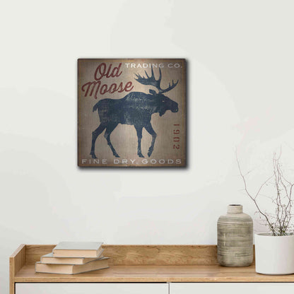 Luxe Metal Art 'Old Moose Trading Co Tan - Dry Goods' by Ryan Fowler, Metal Wall Art,12x12