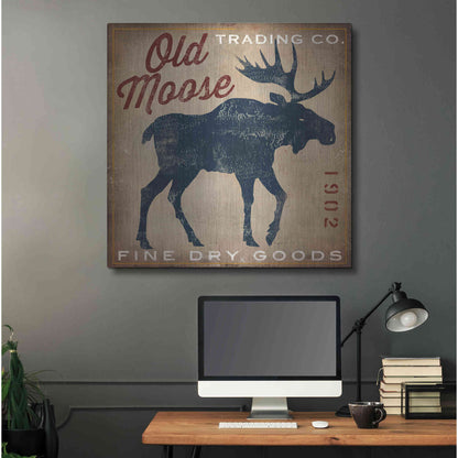 Luxe Metal Art 'Old Moose Trading Co Tan - Dry Goods' by Ryan Fowler, Metal Wall Art,36x36