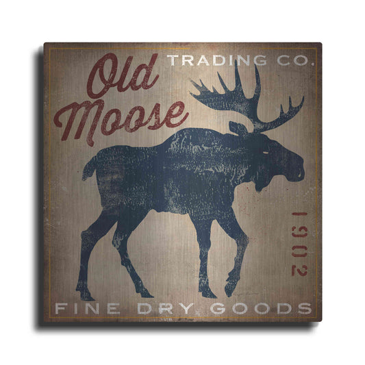 Luxe Metal Art 'Old Moose Trading Co Tan - Dry Goods' by Ryan Fowler, Metal Wall Art