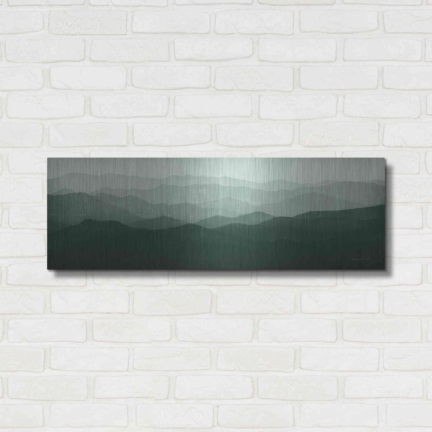 Luxe Metal Art 'Green Mountains' by Ryan Fowler, Metal Wall Art,36x12