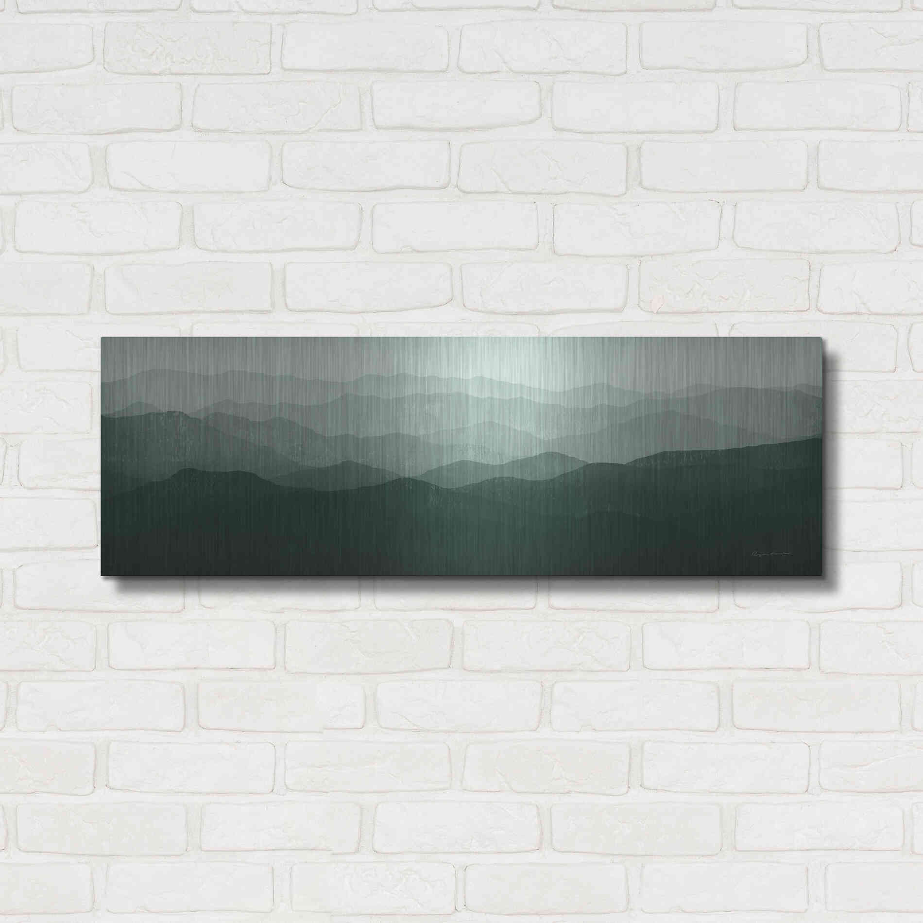 Luxe Metal Art 'Green Mountains' by Ryan Fowler, Metal Wall Art,36x12