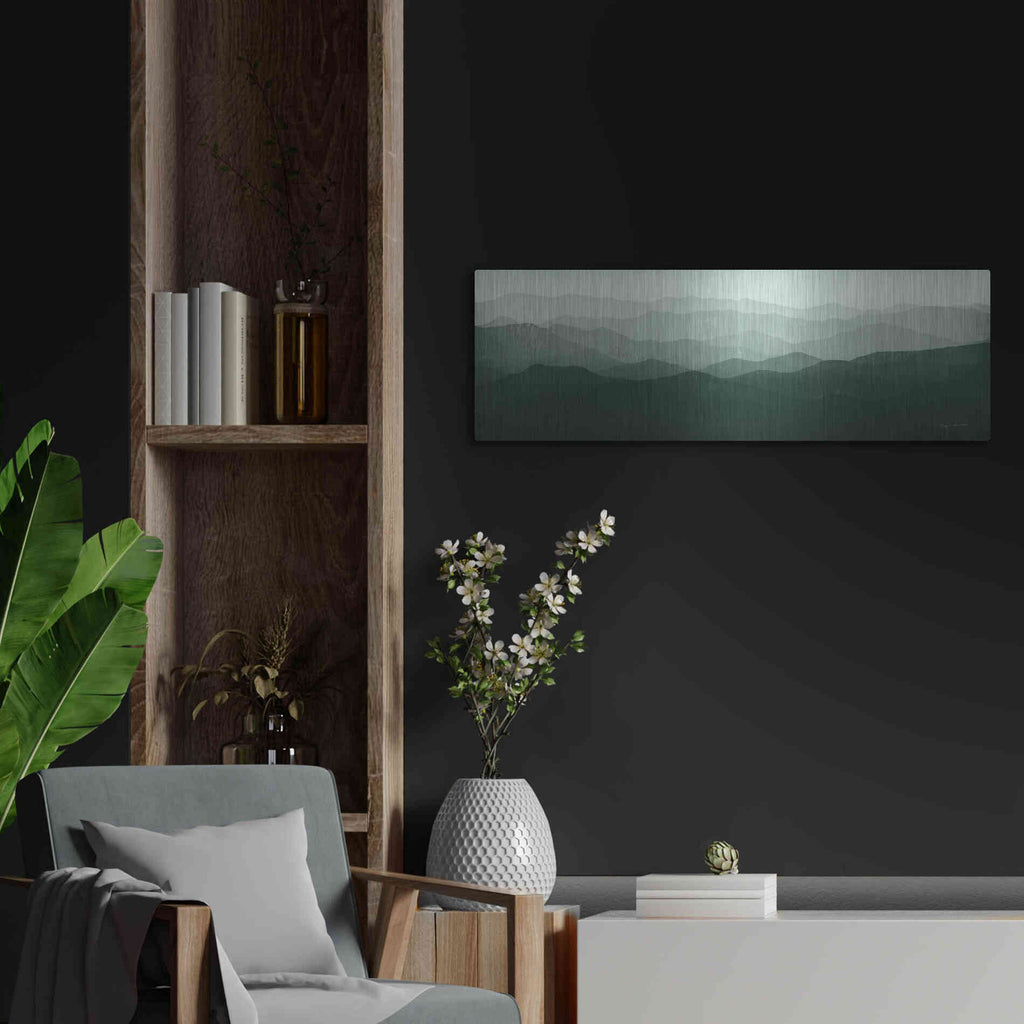 Luxe Metal Art 'Green Mountains' by Ryan Fowler, Metal Wall Art,36x12