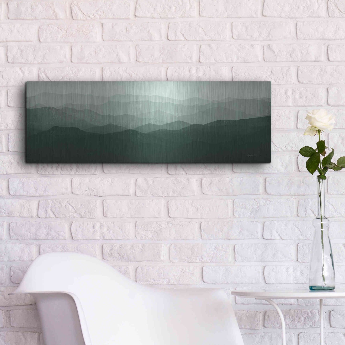Luxe Metal Art 'Green Mountains' by Ryan Fowler, Metal Wall Art,36x12