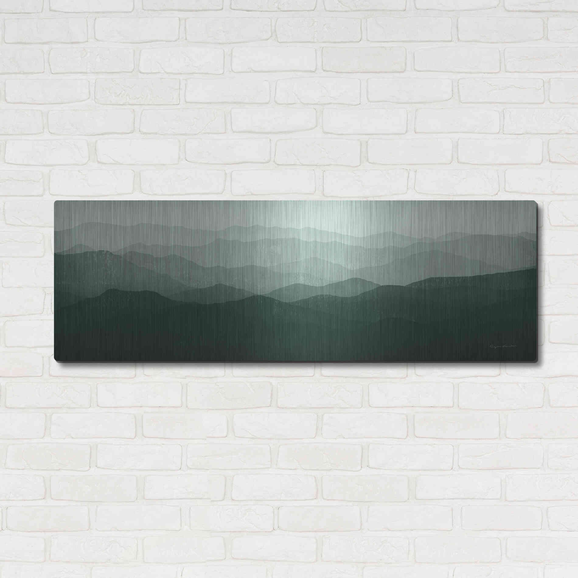 Luxe Metal Art 'Green Mountains' by Ryan Fowler, Metal Wall Art,48x16