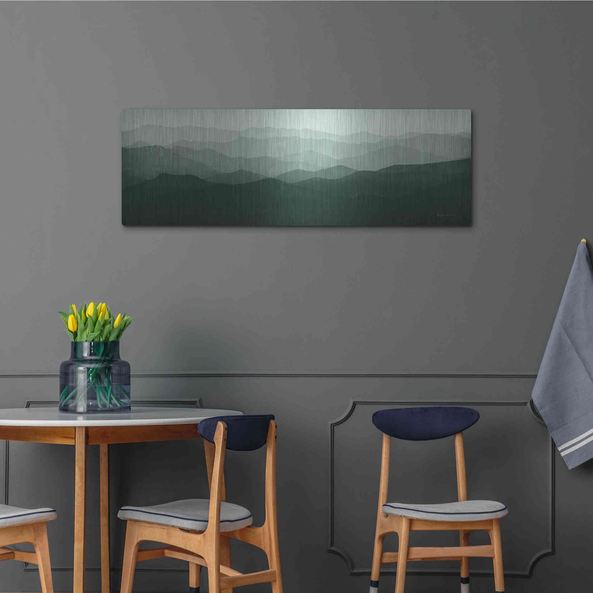 Luxe Metal Art 'Green Mountains' by Ryan Fowler, Metal Wall Art,48x16
