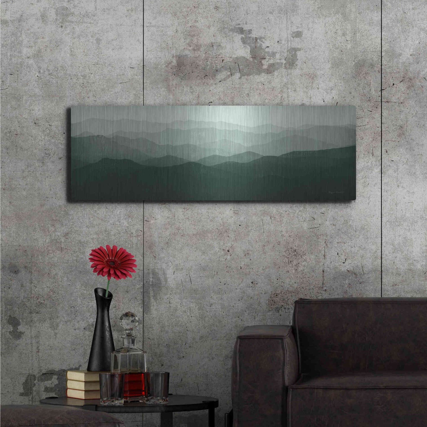 Luxe Metal Art 'Green Mountains' by Ryan Fowler, Metal Wall Art,48x16