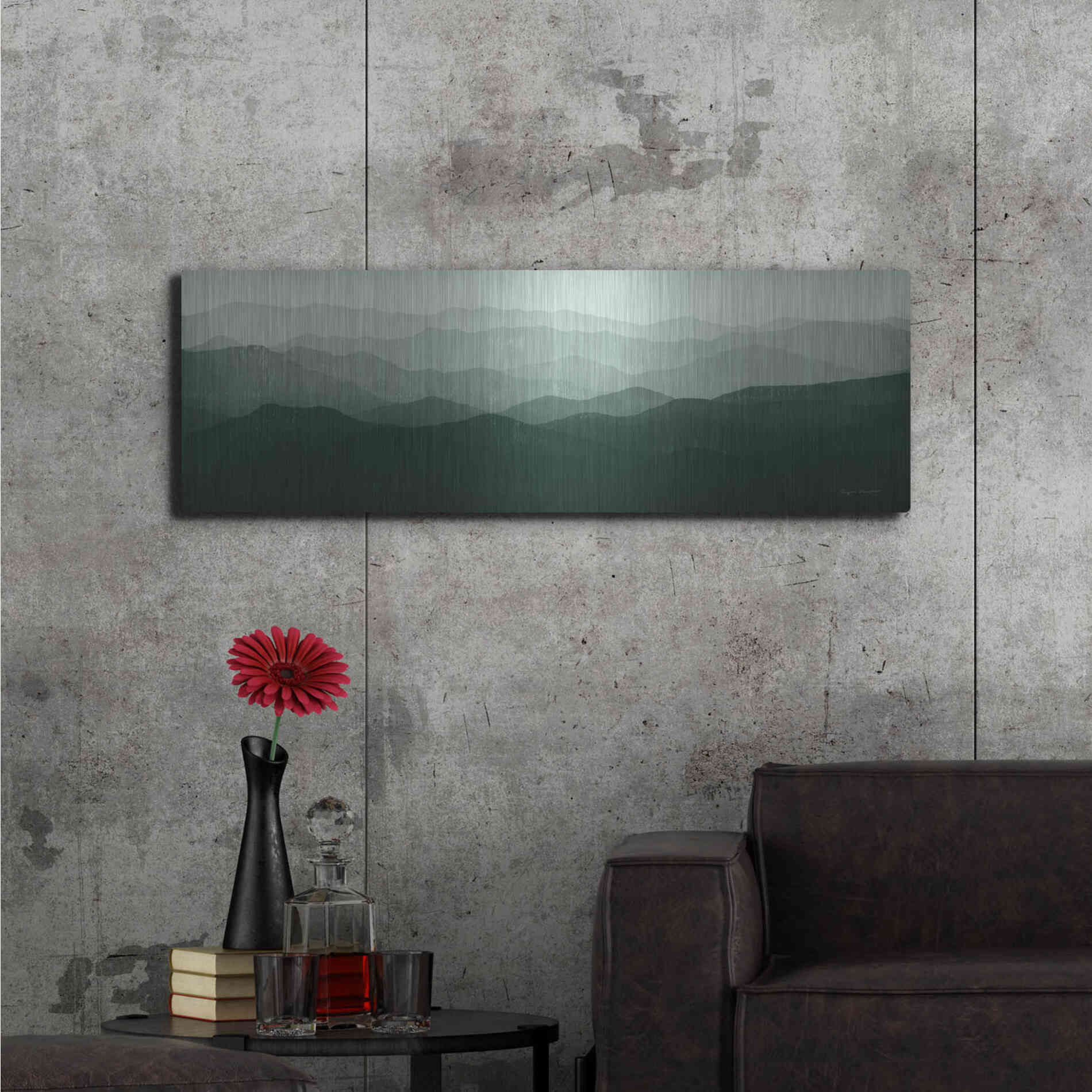 Luxe Metal Art 'Green Mountains' by Ryan Fowler, Metal Wall Art,48x16
