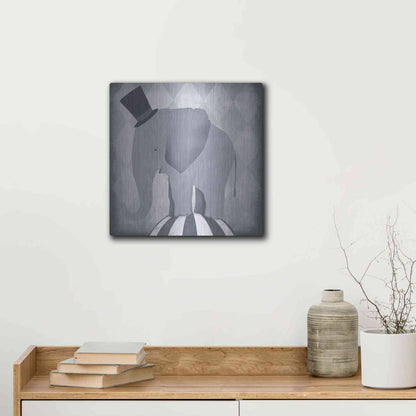 Luxe Metal Art 'Circus Elephant Gray' by Ryan Fowler, Metal Wall Art,12x12