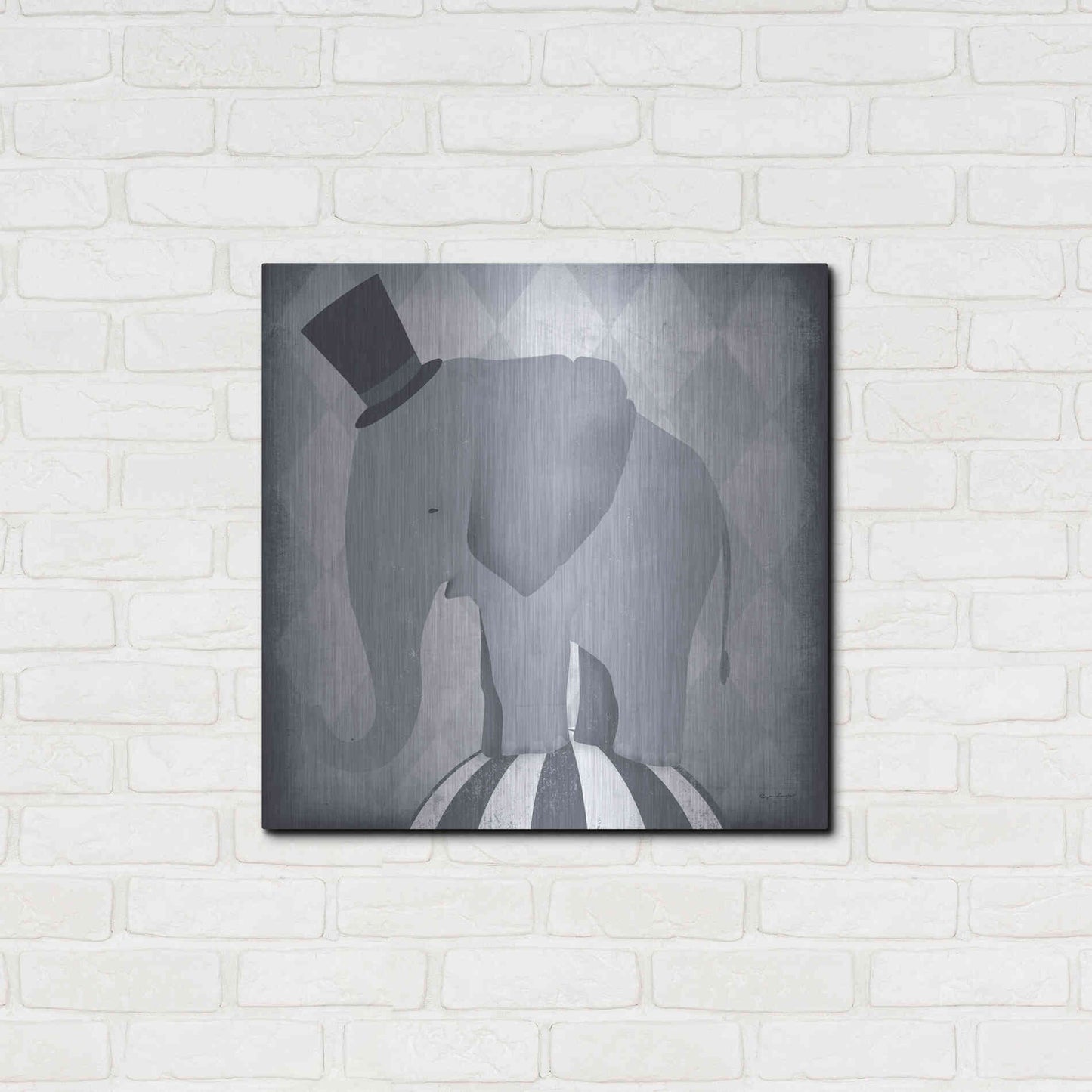 Luxe Metal Art 'Circus Elephant Gray' by Ryan Fowler, Metal Wall Art,24x24