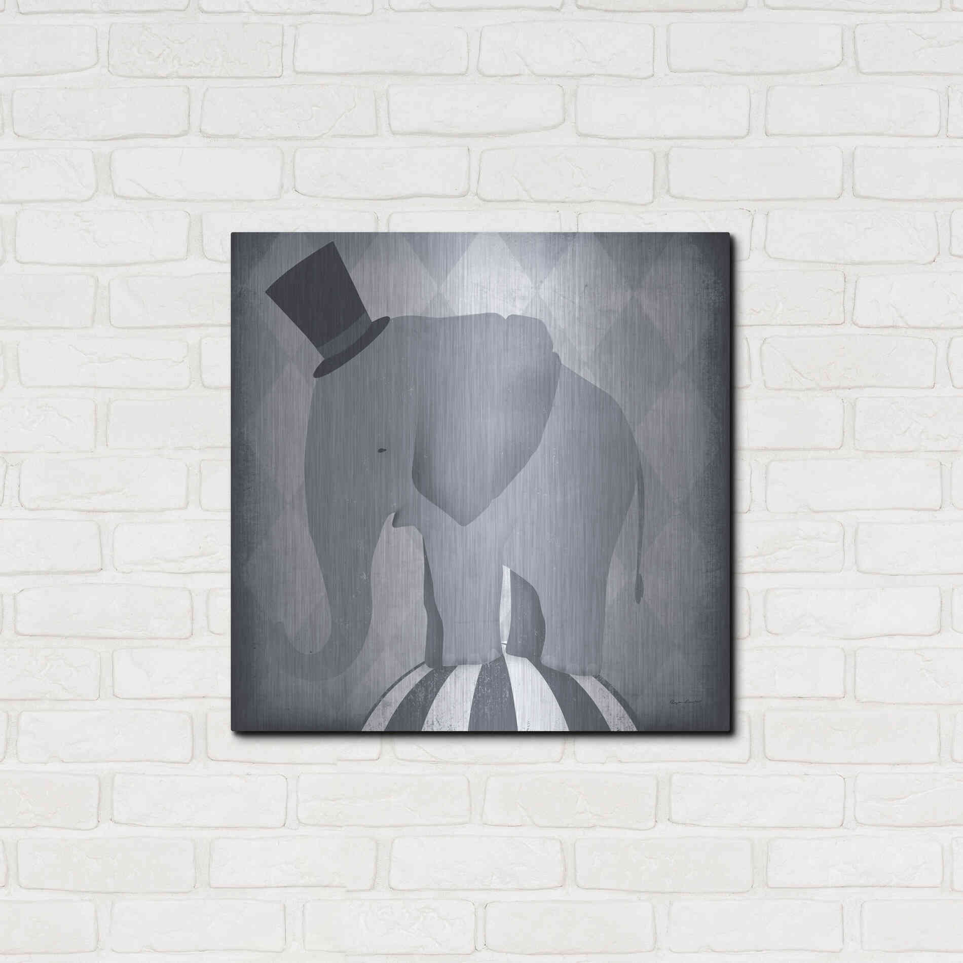 Luxe Metal Art 'Circus Elephant Gray' by Ryan Fowler, Metal Wall Art,24x24