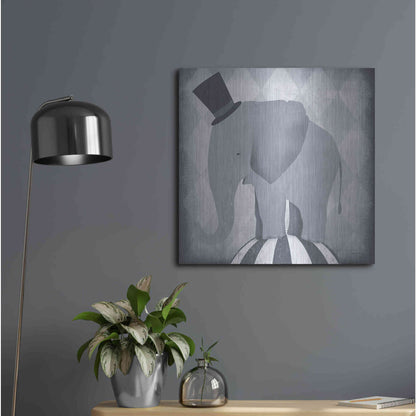 Luxe Metal Art 'Circus Elephant Gray' by Ryan Fowler, Metal Wall Art,24x24