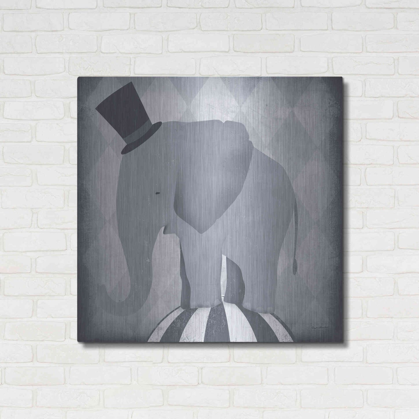 Luxe Metal Art 'Circus Elephant Gray' by Ryan Fowler, Metal Wall Art,36x36