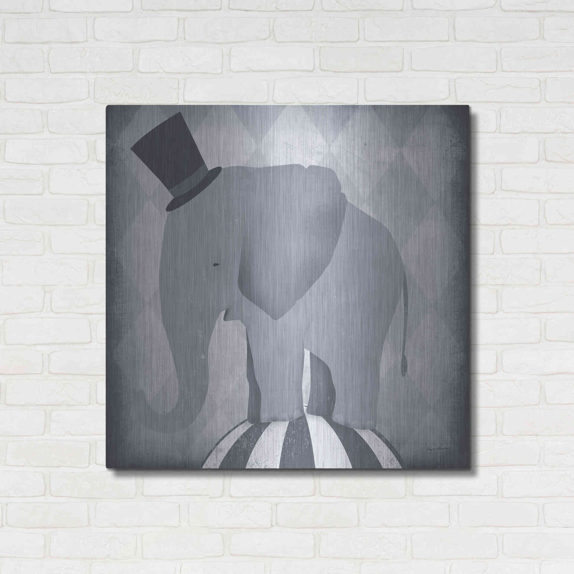 Luxe Metal Art 'Circus Elephant Gray' by Ryan Fowler, Metal Wall Art,36x36