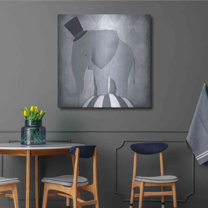 Luxe Metal Art 'Circus Elephant Gray' by Ryan Fowler, Metal Wall Art,36x36