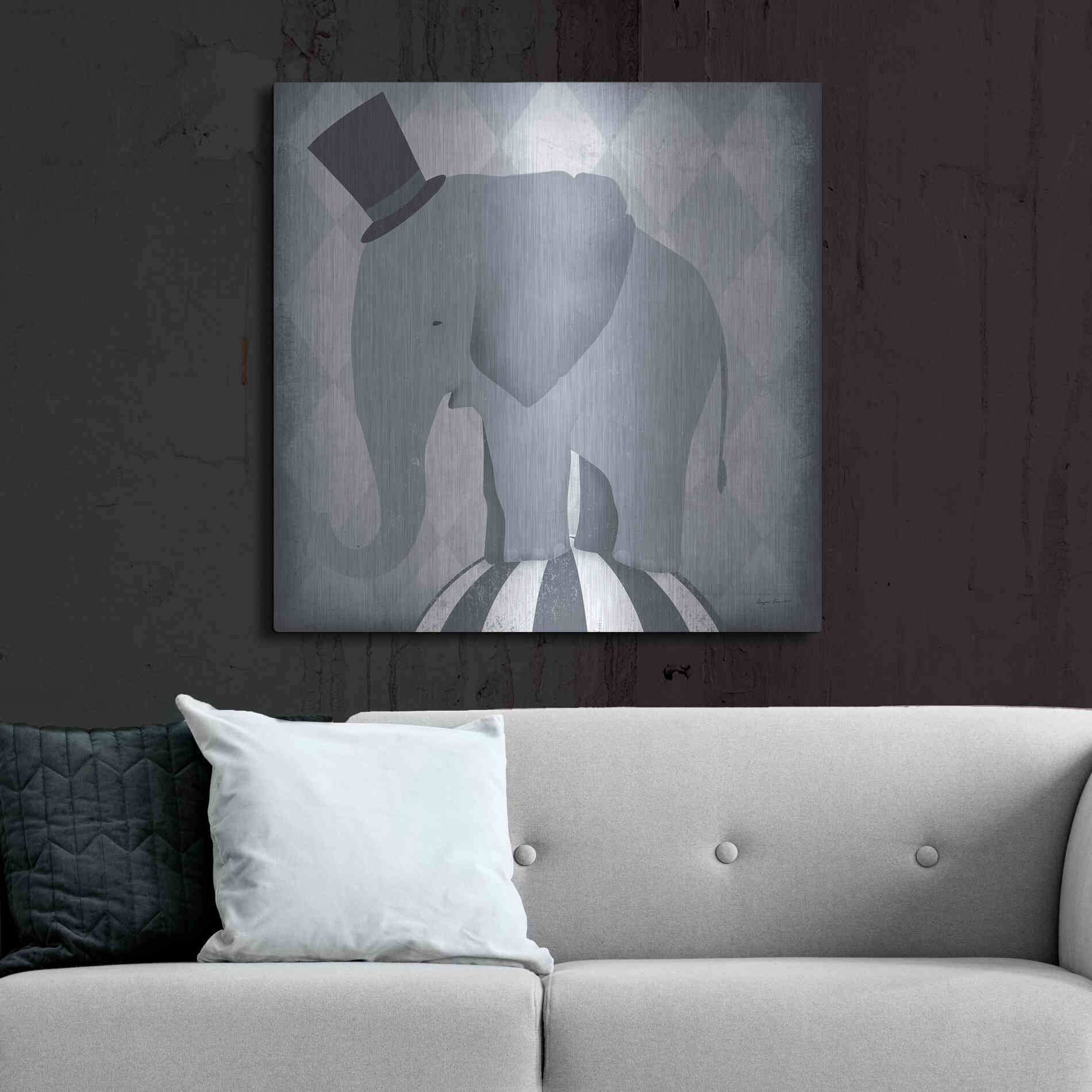 Luxe Metal Art 'Circus Elephant Gray' by Ryan Fowler, Metal Wall Art,36x36