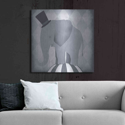 Luxe Metal Art 'Circus Elephant Gray' by Ryan Fowler, Metal Wall Art,36x36