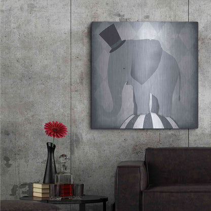 Luxe Metal Art 'Circus Elephant Gray' by Ryan Fowler, Metal Wall Art,36x36