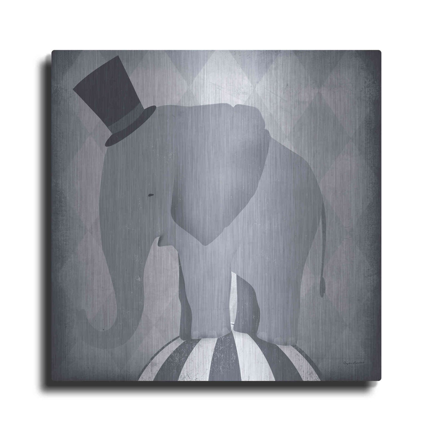Luxe Metal Art 'Circus Elephant Gray' by Ryan Fowler, Metal Wall Art