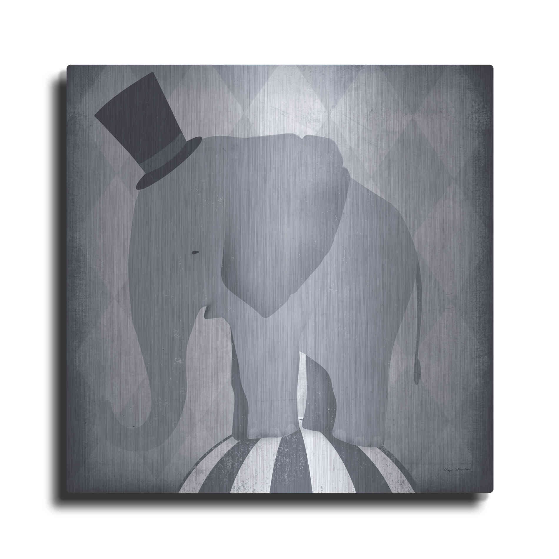 Luxe Metal Art 'Circus Elephant Gray' by Ryan Fowler, Metal Wall Art