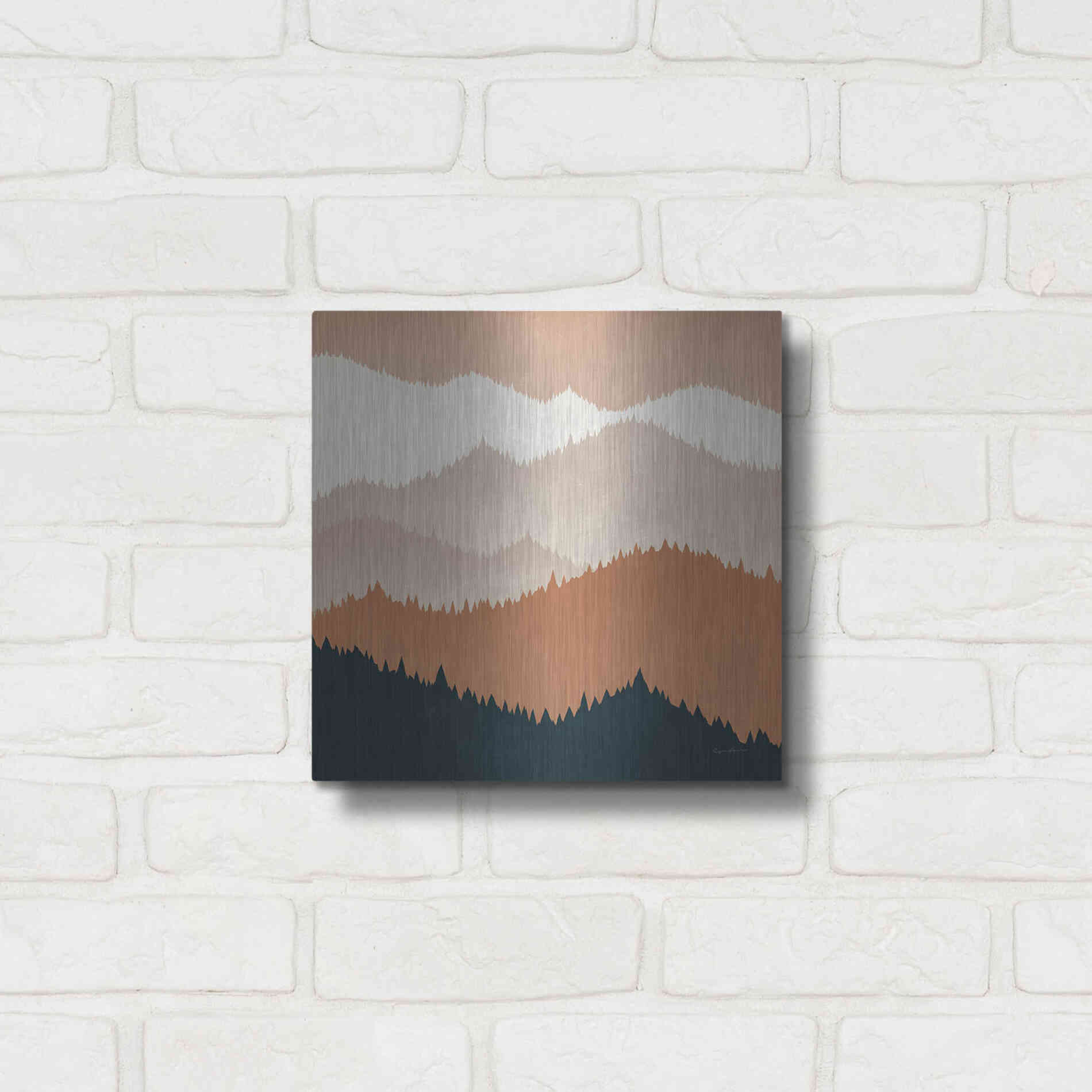 Luxe Metal Art 'Mountain View Terra Cotta' by Ryan Fowler, Metal Wall Art,12x12