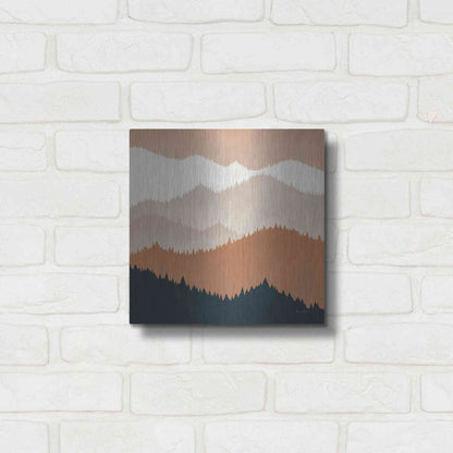 Luxe Metal Art 'Mountain View Terra Cotta' by Ryan Fowler, Metal Wall Art,12x12
