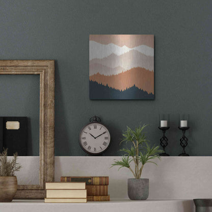 Luxe Metal Art 'Mountain View Terra Cotta' by Ryan Fowler, Metal Wall Art,12x12