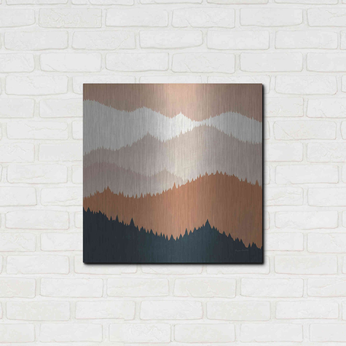 Luxe Metal Art 'Mountain View Terra Cotta' by Ryan Fowler, Metal Wall Art,24x24