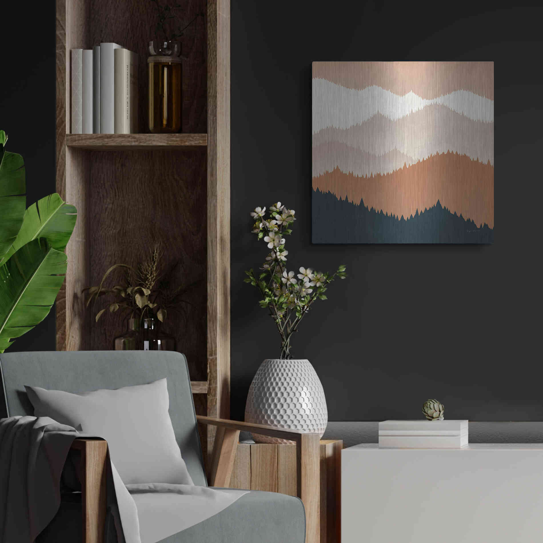 Luxe Metal Art 'Mountain View Terra Cotta' by Ryan Fowler, Metal Wall Art,24x24