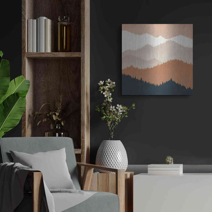 Luxe Metal Art 'Mountain View Terra Cotta' by Ryan Fowler, Metal Wall Art,24x24