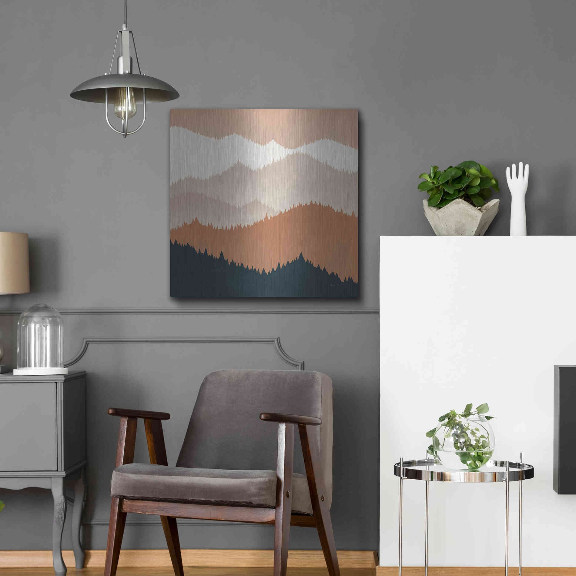 Luxe Metal Art 'Mountain View Terra Cotta' by Ryan Fowler, Metal Wall Art,24x24