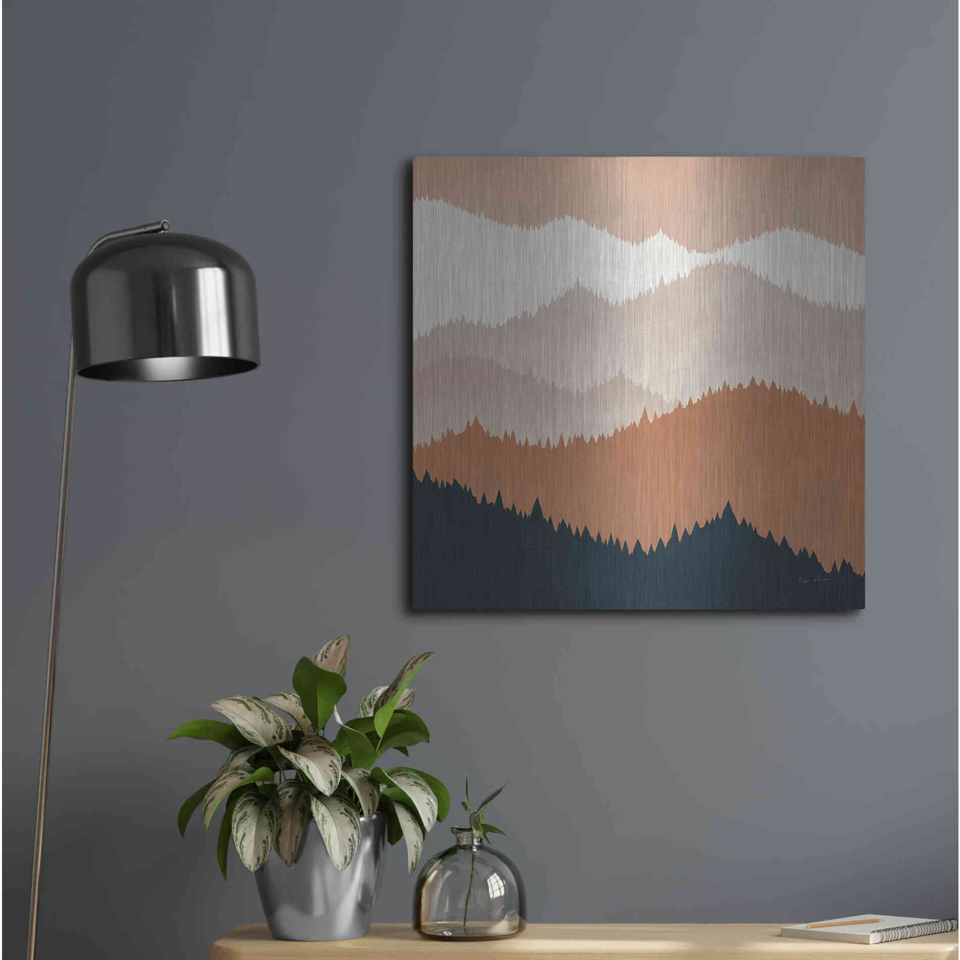 Luxe Metal Art 'Mountain View Terra Cotta' by Ryan Fowler, Metal Wall Art,24x24