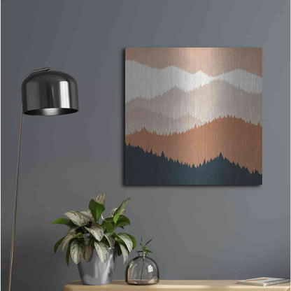 Luxe Metal Art 'Mountain View Terra Cotta' by Ryan Fowler, Metal Wall Art,24x24