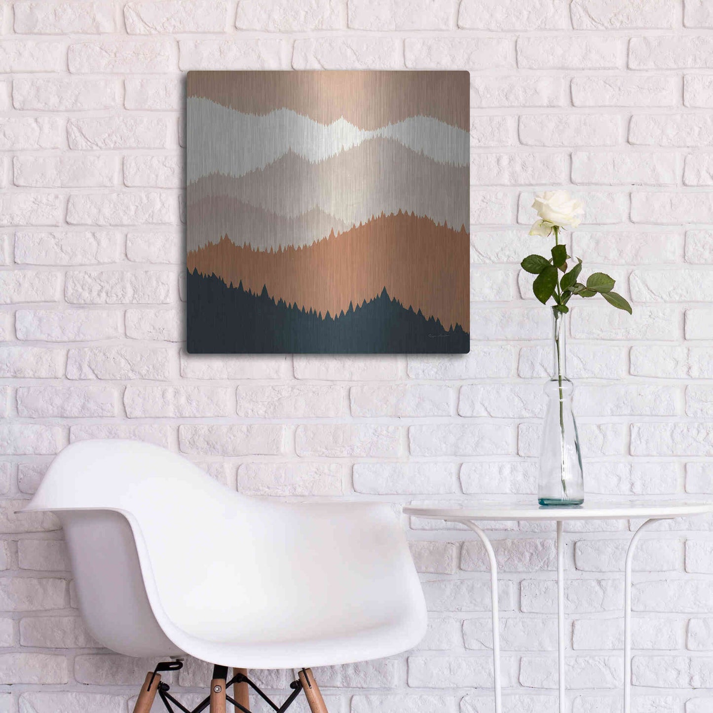 Luxe Metal Art 'Mountain View Terra Cotta' by Ryan Fowler, Metal Wall Art,24x24
