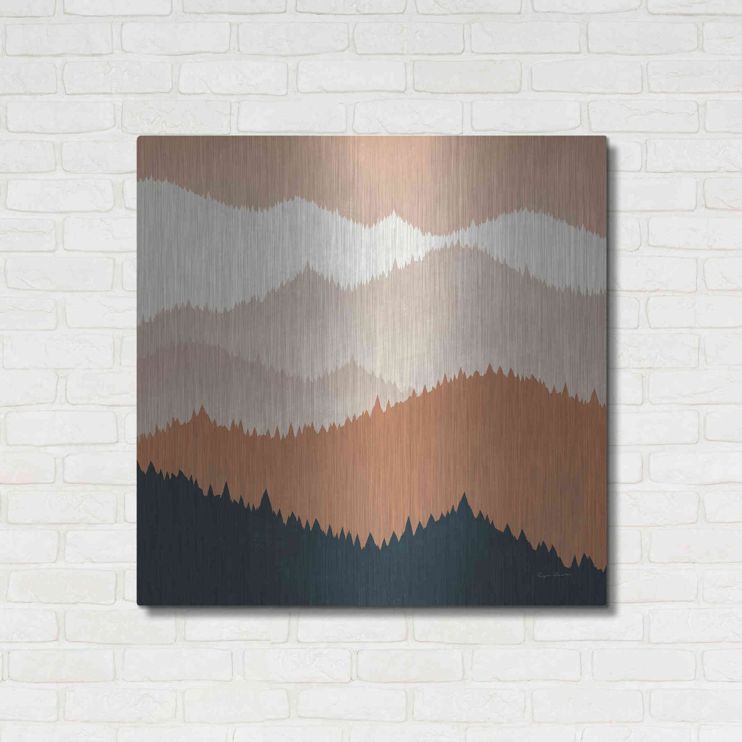 Luxe Metal Art 'Mountain View Terra Cotta' by Ryan Fowler, Metal Wall Art,36x36