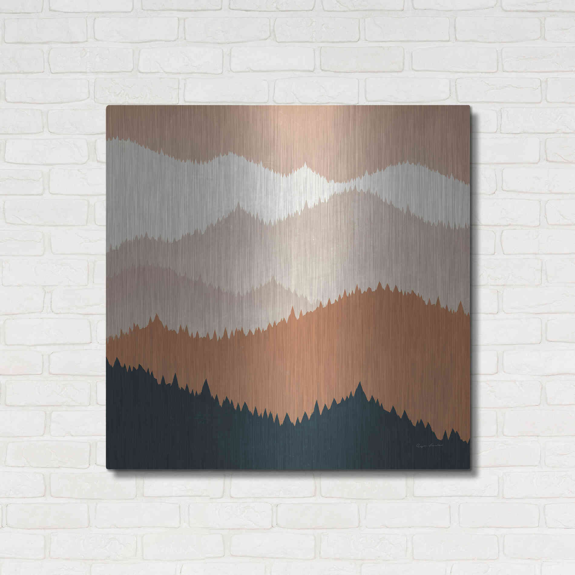 Luxe Metal Art 'Mountain View Terra Cotta' by Ryan Fowler, Metal Wall Art,36x36
