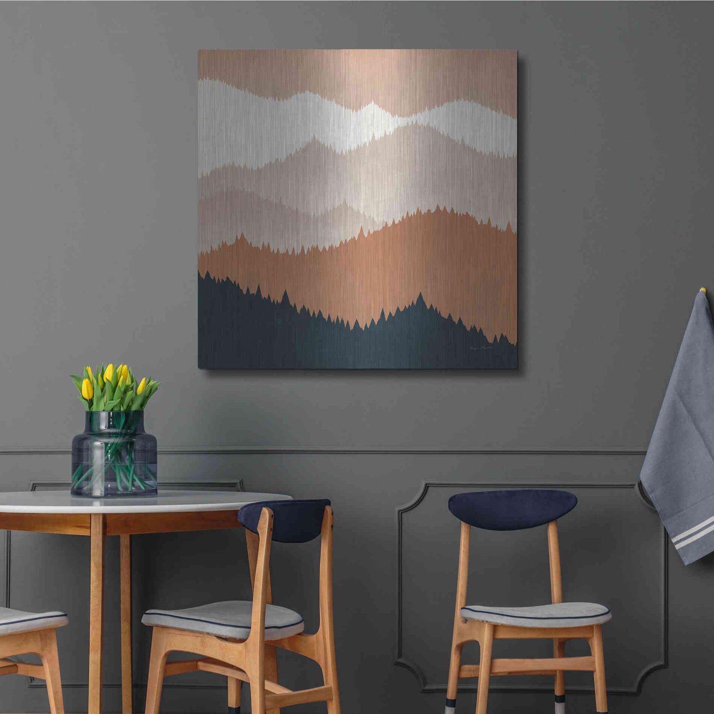 Luxe Metal Art 'Mountain View Terra Cotta' by Ryan Fowler, Metal Wall Art,36x36