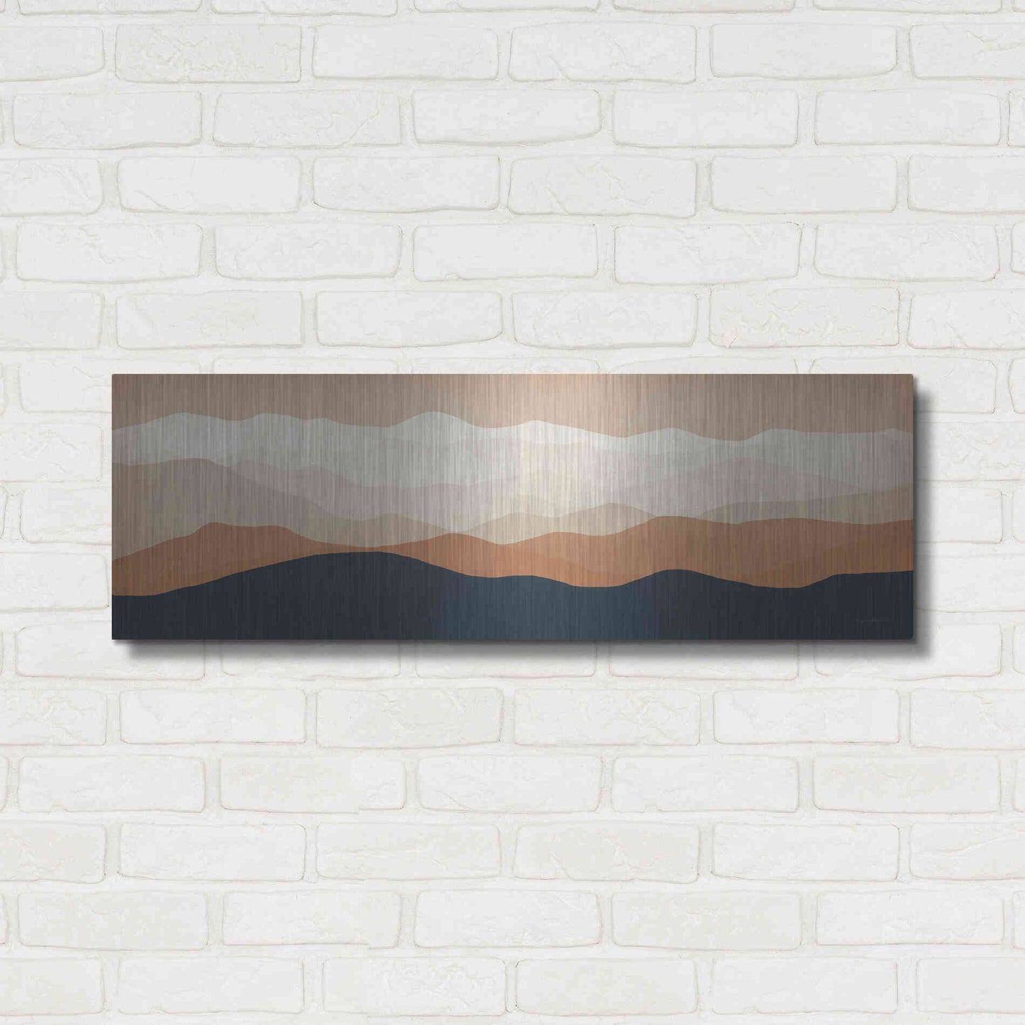 Luxe Metal Art 'Terra Cotta Sky Mountains' by Ryan Fowler, Metal Wall Art,36x12
