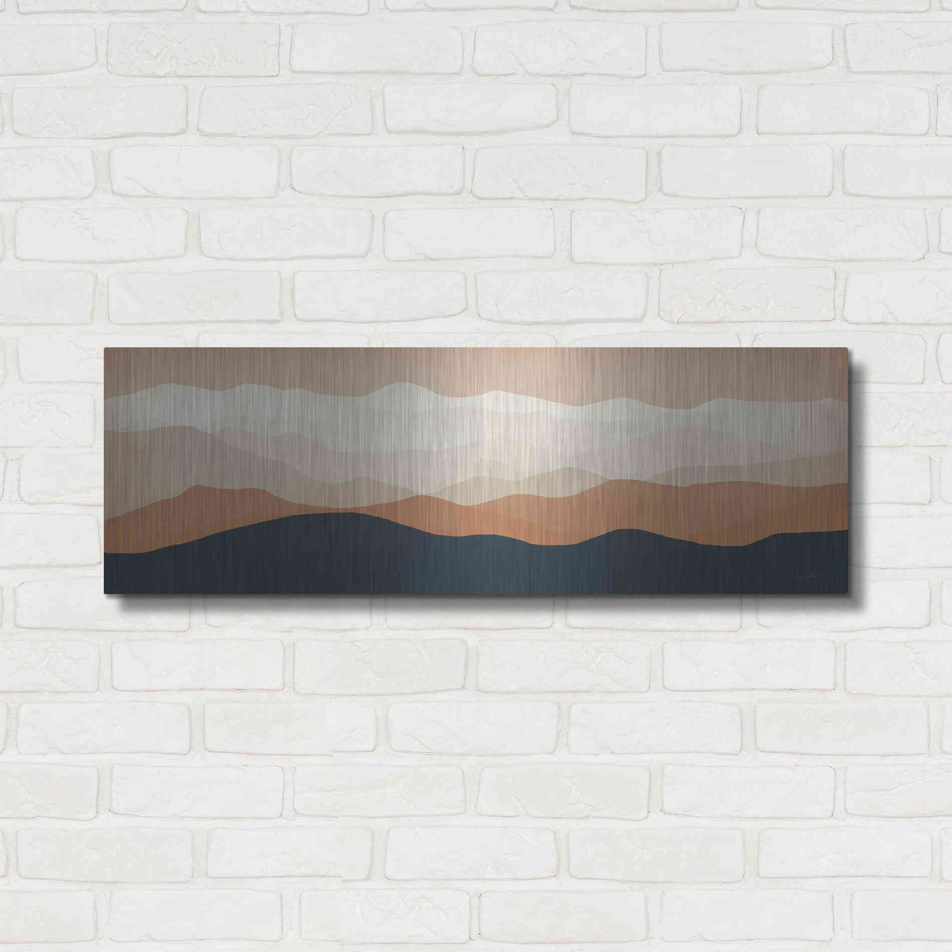 Luxe Metal Art 'Terra Cotta Sky Mountains' by Ryan Fowler, Metal Wall Art,36x12