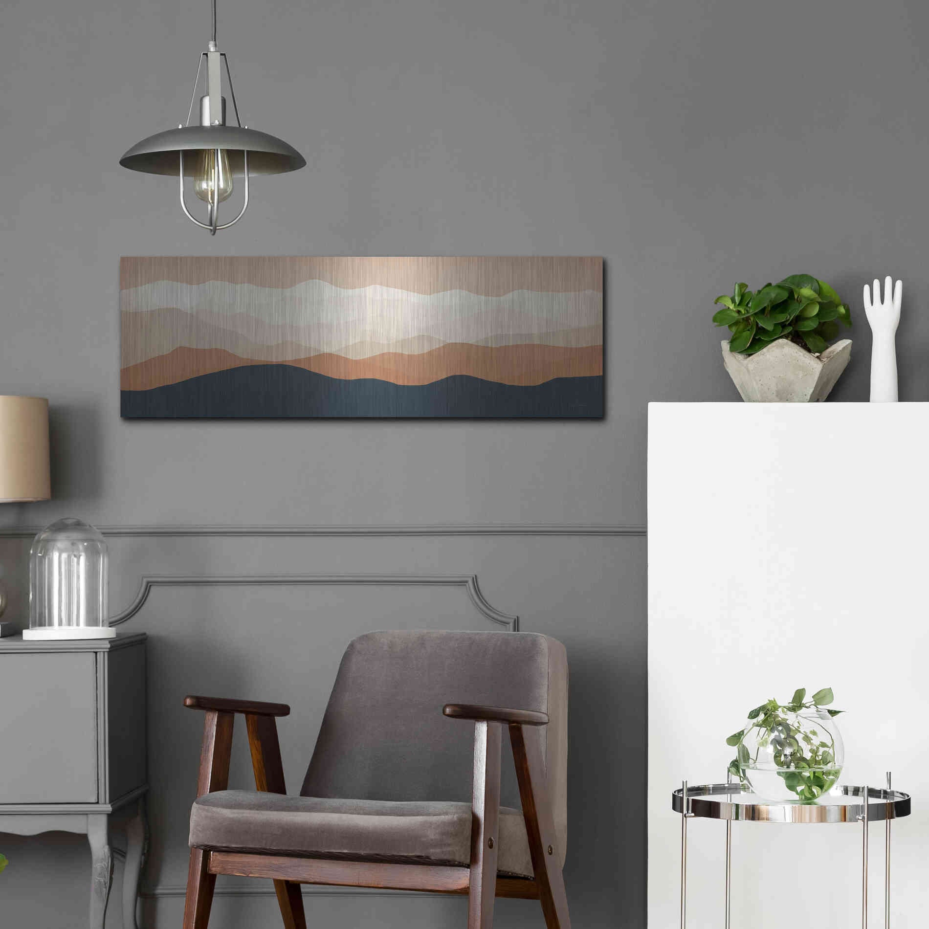 Luxe Metal Art 'Terra Cotta Sky Mountains' by Ryan Fowler, Metal Wall Art,36x12