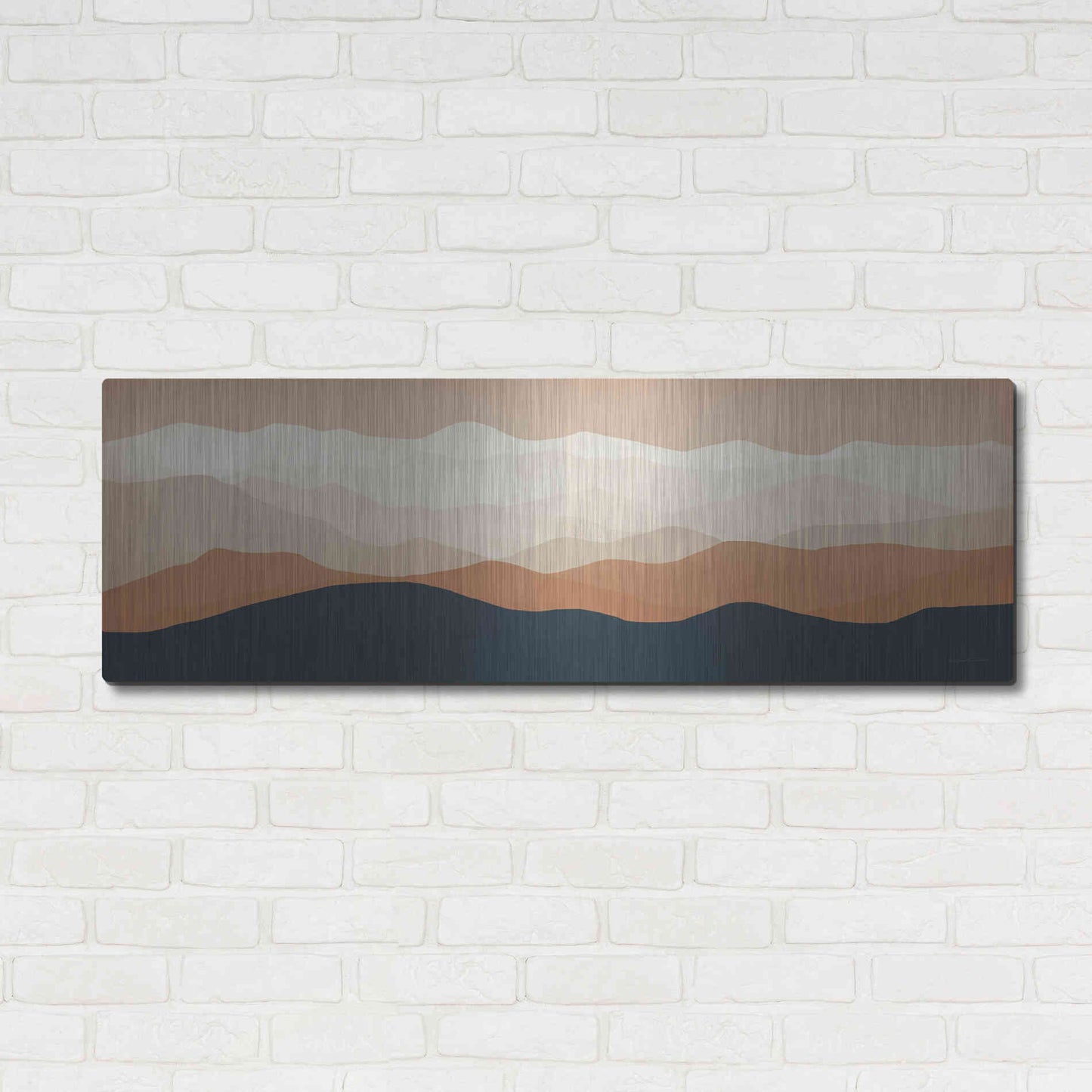 Luxe Metal Art 'Terra Cotta Sky Mountains' by Ryan Fowler, Metal Wall Art,48x16