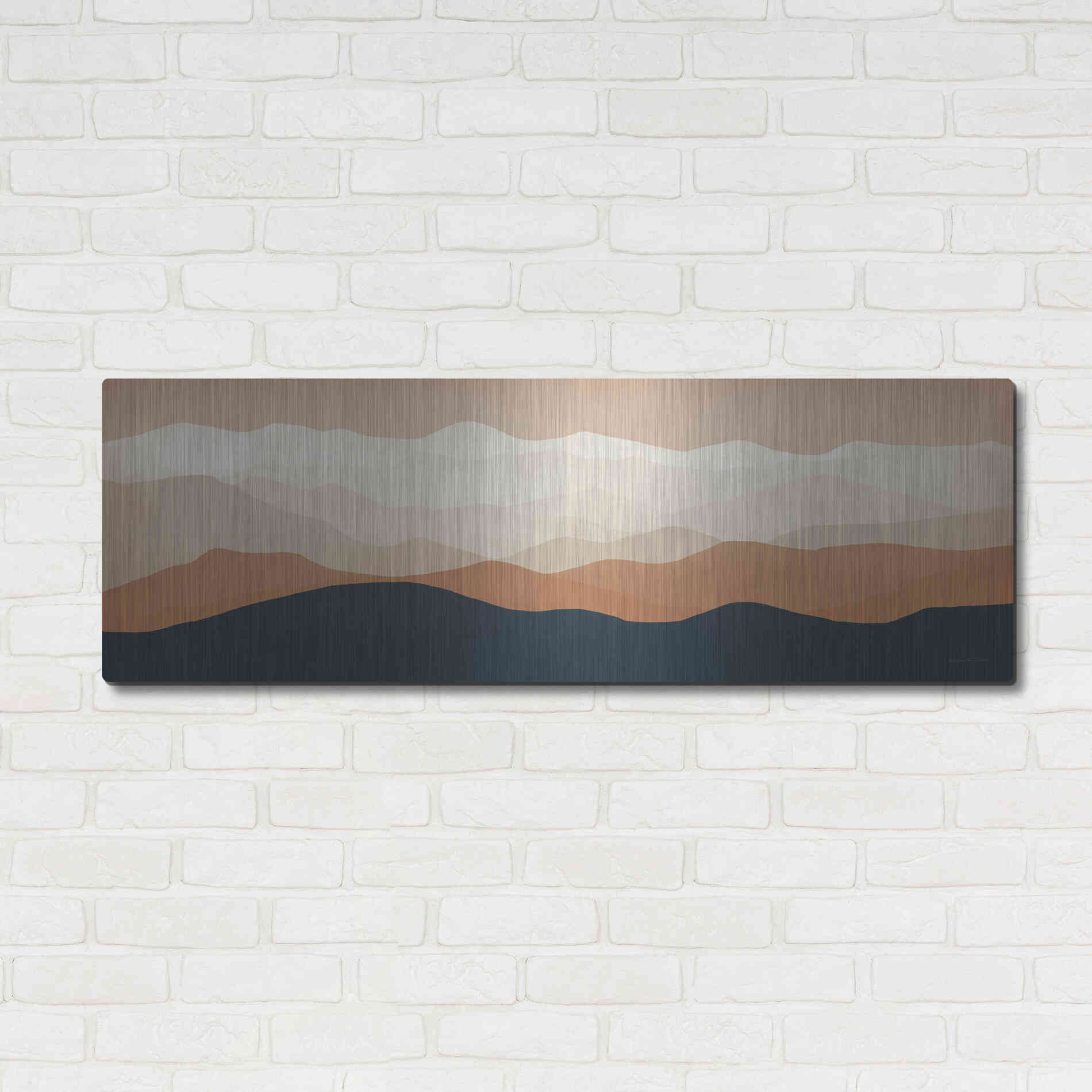 Luxe Metal Art 'Terra Cotta Sky Mountains' by Ryan Fowler, Metal Wall Art,48x16