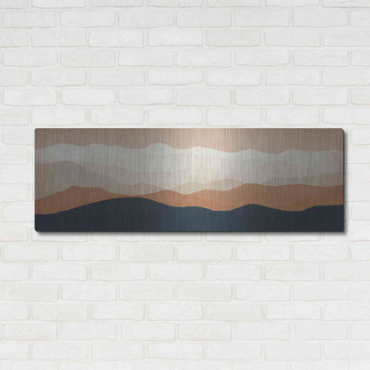 Luxe Metal Art 'Terra Cotta Sky Mountains' by Ryan Fowler, Metal Wall Art,48x16