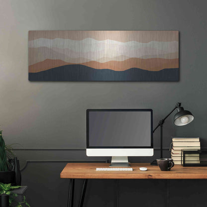 Luxe Metal Art 'Terra Cotta Sky Mountains' by Ryan Fowler, Metal Wall Art,48x16
